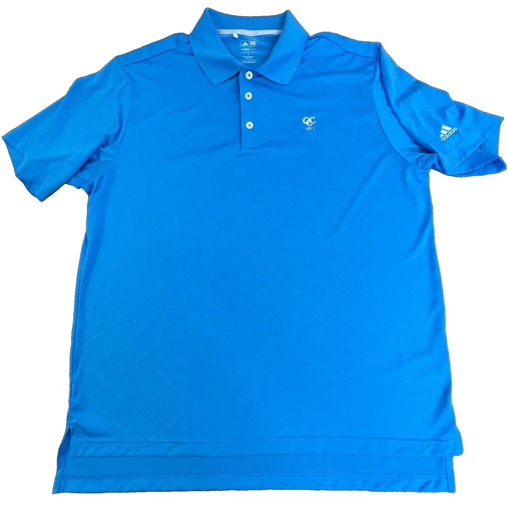 Adidas Polo Golf Shirt Climacool Mens Large Short Sleeve Blue Casual Stretch